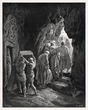 Kutsal İncil 'in yeni baskısını göstermek için Gustave Dore tarafından 1866' da yapılan Sarah 'nın mezarını resmetmek..