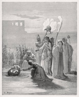 Kutsal İncil 'in yeni baskısını göstermek için Gustave Dore tarafından 1866' da yapılan Musa 'nın Buluşu' nu resmetmek..
