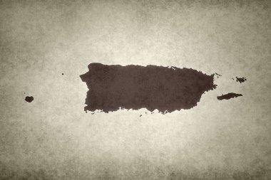Porto Riko 'nun Grunge haritası eski bir kağıda basılmış..