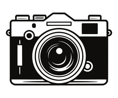 Eski bir fotoğraf makinesinin siyah silueti.