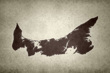 Prens Edward Adası 'nın (Kanada) Grunge haritası eski bir kağıda basıldı