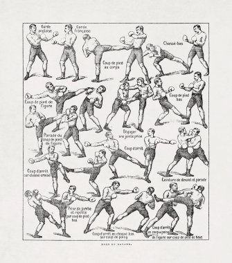 19. yüzyılın sonlarında Fransız boksu ile ilgili tüm hareketleri anlatan Fransızca bir sözlükte basılmıştır (Savate).
