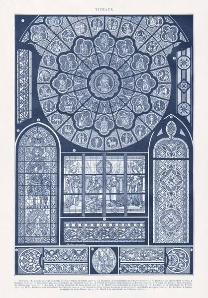 Jacques Maurice Dessertenne 'in lekeli camlar hakkındaki Duotone illüstrasyonu 19. yüzyılın sonlarında Fransızca sözlükte yayınlandı..