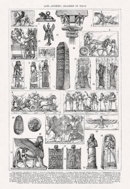 Henri Faucher-Gudin 'in 19. yüzyıl sonlarındaki Fransızca sözlükten alıntıladığı Asur, Chaldean ve Pers Sanatı İllüstrasyonu.