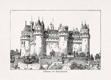 Pierrefonds şatosunun 19. yüzyıl sonlarında basılmış bir Fransız sözlüğüyle ilgili bir resim..