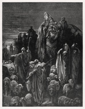 Gustave Dore 'un oyması Yakup' un Mısır 'a gidişini temsil ediyor..