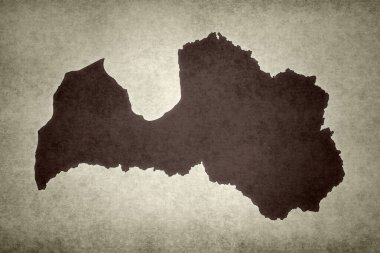 Letonya 'nın Grunge haritası eski bir kağıda basıldı.