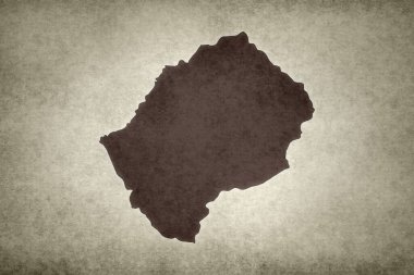 Lesotho 'nun Grunge haritası eski bir kağıda basıldı.