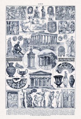 G. Garcia 'nın Yunanistan hakkındaki Duotone illüstrasyonu 19. yüzyılın sonlarına ait Fransızca bir sözlükte basıldı.