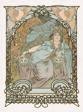 Alphonse Mucha 'nın renk taşbaskısı. Robert de Flers' ın 