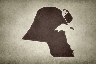 Kuveyt 'in Grunge haritası eski bir kağıda basıldı.