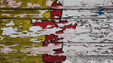 Nunavut bayrağı (Kanada) grunge ahşap bir tahta üzerine boyandı.