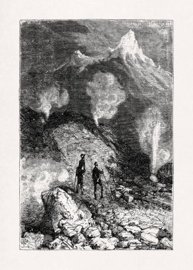 Profesör Lidenbrock ve Axel 'in Jules Verne' ün 