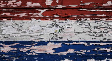 Paraguay bayrağı grunge ahşap bir tahtaya boyanmış..