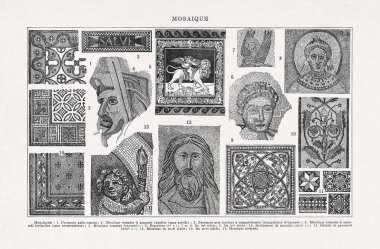 Eski bir Fransızca sözlükten mozaik hakkında resim.