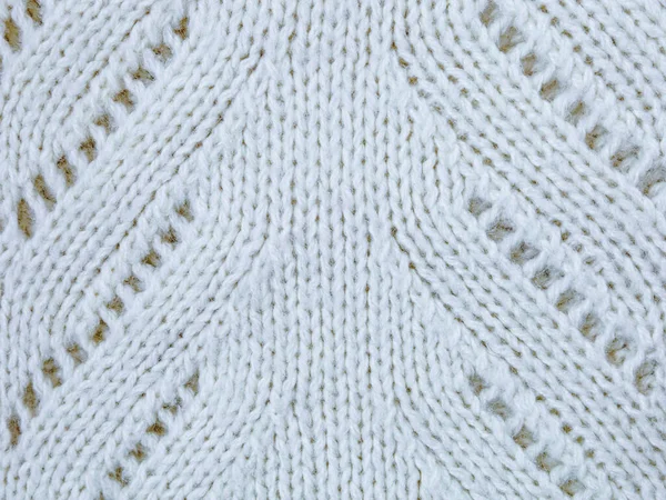 白い毛織物の質感 手編み 透かし彫りのニット ウールの透かし彫りの服のニットの質感 — ストック写真