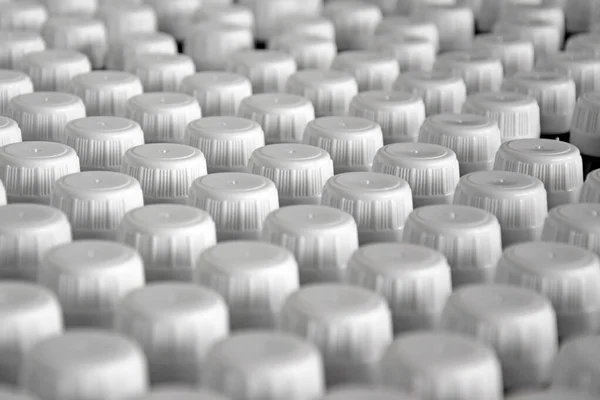 stock image Production line conveyor with plastic bottles in a factory. Pharmaceutical industry.