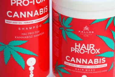 Kharkiv, Ukrayna - 11 Haziran 2022: Profesyonel saç kozmetiği Kallos eksiksiz ve güvenilir bakım için gerçek bir cennet.