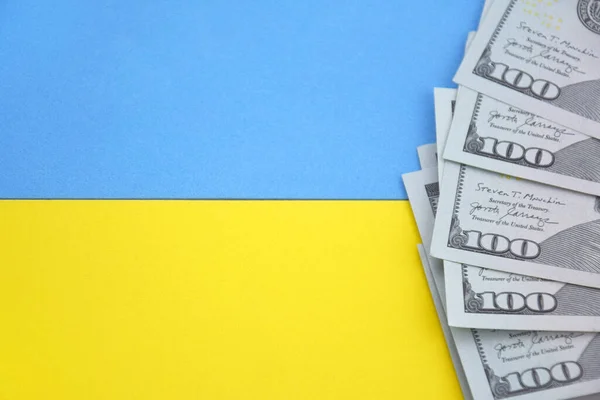 Американські Долари Українська Гривня Концепція Американської Допомоги Україні Війні Концепція — стокове фото