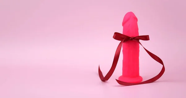 Pink Dildo Light Background Copyspace Text Sex Shop Concept Sexual — стоковое фото