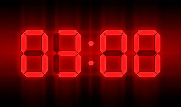 暗いショーで赤く輝くネオンデジタル時計 — ストック写真