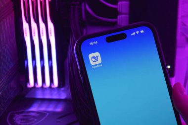 Kharkiv, Ukrayna - 28 Ocak 2025: Deepseek Ai logosu akıllı telefonda sergilenmektedir.