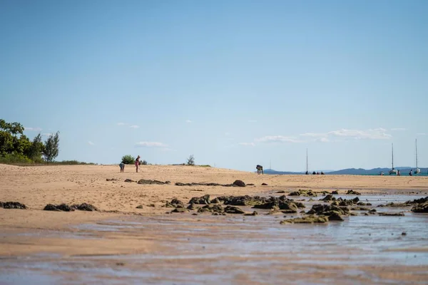 Touristen Einem Tropischen Sandstrand Australien — Stockfoto