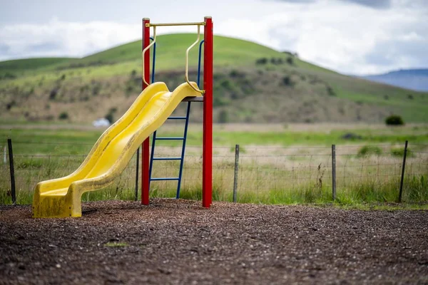 stock image play equipment in a park. a childrens playground in a school in holidays 