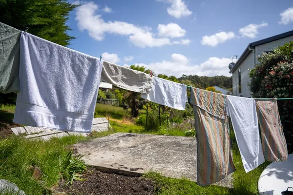 Lavanderia Asciugatura All Esterno Una Linea Abbigliamento Australia — Foto Stock