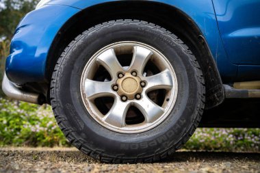 # Bir arabanın lastiğini çalılıklarda ezmek #