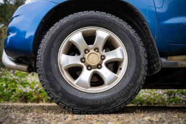 # Bir arabanın lastiğini çalılıklarda ezmek #