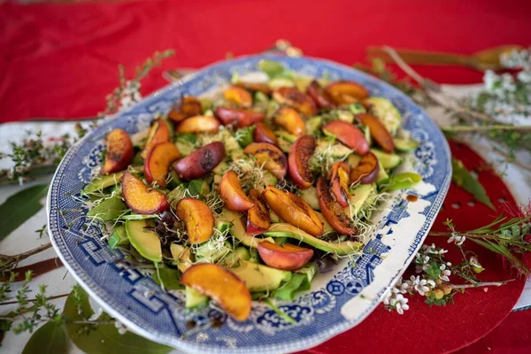 summer salad served up at christmas lunch in australia with avocado