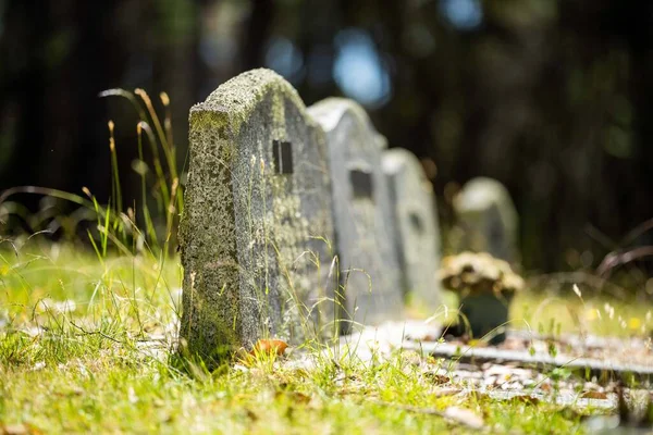 cemetery graves and cross in a graveyard in a church