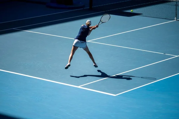 Fan Tennis Regardant Match Tennis Australien Manger Nourriture Boire Melbourne — Photo