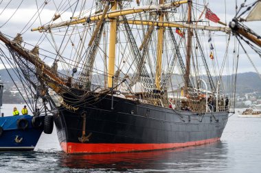 tall ships sailing, tall wooden ships on the water. at the wooden boat festival hobart australia