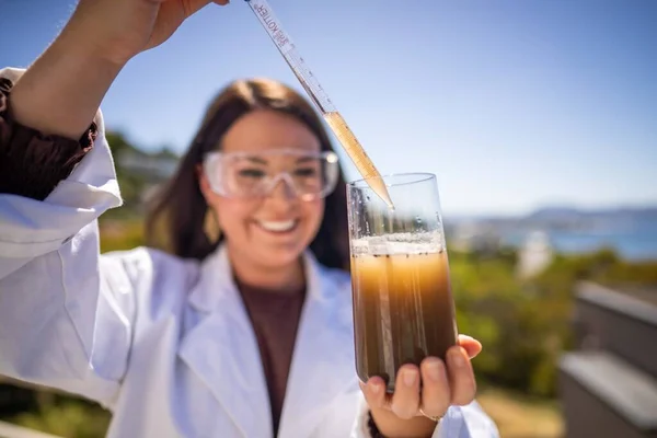 stock image Female scientist working in a science laboratory conduction research. Gmo plant research. Climate change research in australia