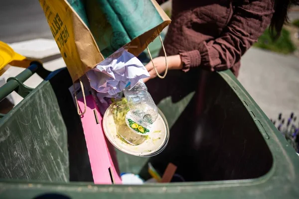 Sorting Recycling Rubbish Bins Hobart Tasmania Australia Town — Stockfoto
