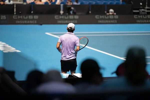 Ερασιτεχνικό Παίζει Τένις Ένα Τουρνουά Και Ταιριάζει Γρασίδι Στη Μελβούρνη — Φωτογραφία Αρχείου