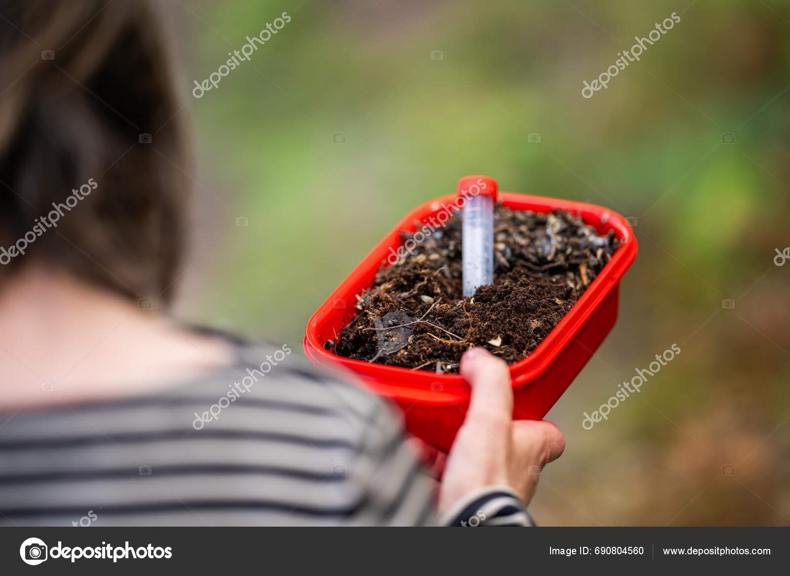 Farmer Collecting Soil Samples Test Tube Field Agronomist Checking Soil