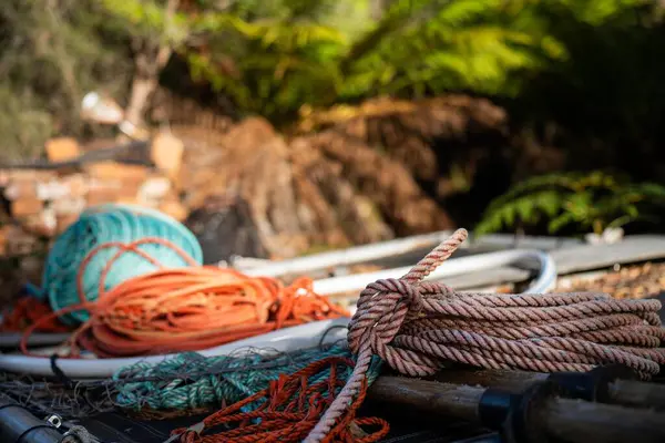 stock image rope on a lobster fishing boat in tasmania 