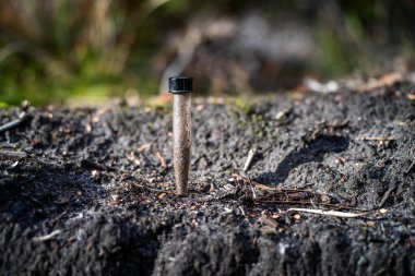 Toprak tutan çiftçi, ev laboratuarında toprak testi yapıyor. Avustralya 'daki toprak yaşamı ve sağlığa bakıyorum.