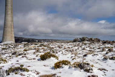 kunanyi mt wellington covered in snow and ice above hobart in winter clipart