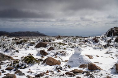 kunanyi mt wellington covered in snow and ice above hobart in winter clipart