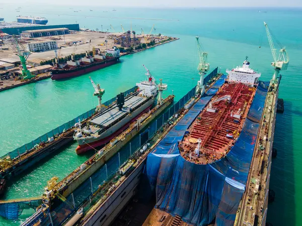 The footage conveys the scale and complexity of shipbuilding, making it ideal for projects related to industry, construction, and maritime activities.