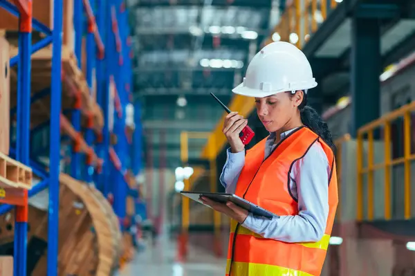 Worker Depicted Amidst Organized Chaos Bustling Warehouse Engaged Tasks Inventory Stock Picture