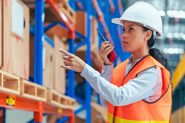 Worker Depicted Amidst Organized Chaos Bustling Warehouse Engaged Tasks Inventory Stock Image