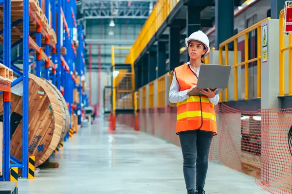 Worker Depicted Amidst Organized Chaos Bustling Warehouse Engaged Tasks Inventory Stock Photo