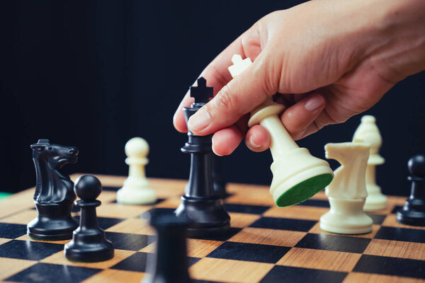Chessboard Captures Decisive Moment Checkmate Symbolizing Strategic Victory Business Context Stock Image