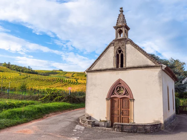 The Chapel of St. Wolfgang in Orschwirr, France, on the Alsace Wine Route