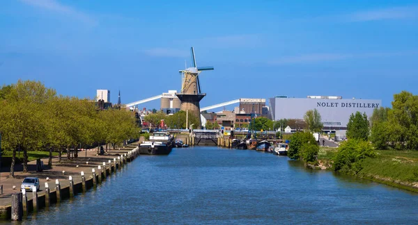 Rotterdam Holandia Kwietnia 2022 Noletmuhle Jest Turbiną Wiatrową Schiedam Holandii — Zdjęcie stockowe
